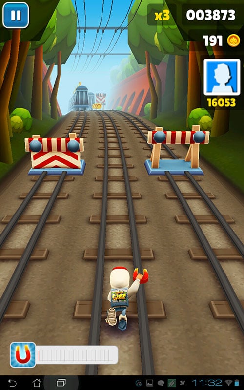 Subway Surfers is a 3rd person endless runner - not unlike Temple Run. 
