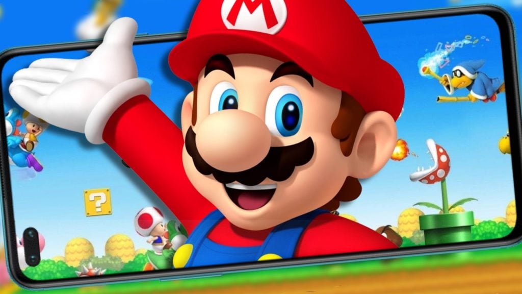 Feature image for our best Android DS emulator feature. It shows the character Mario popping out of a phone.