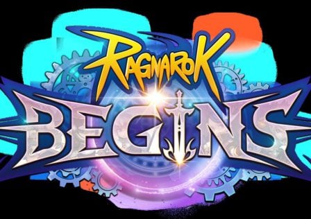 Image showing the Ragnarok Begins logo over splashes of colour.