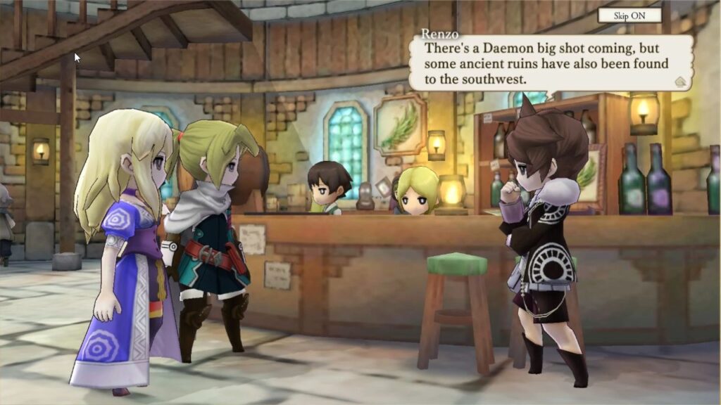 Feature image for our The Alliance Alive news. It shows a screenshot from the game, with three characters conversing.