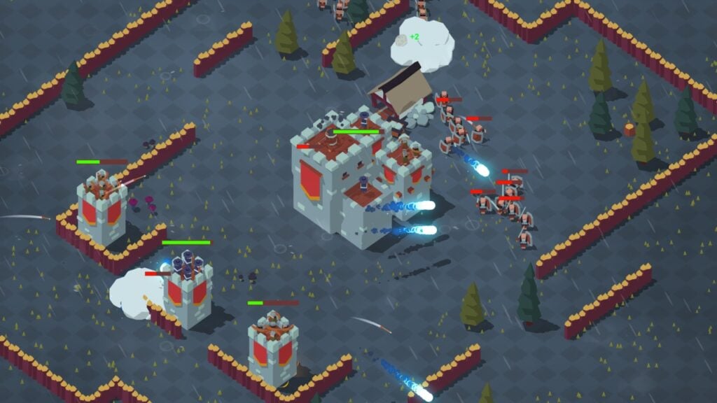 The featured image for our Northern Kingdom release article, featuring a screenshot from the game. The screenshot shows a tower being attacked by enemies. The tower is defending, utilising it's surrounding walls.