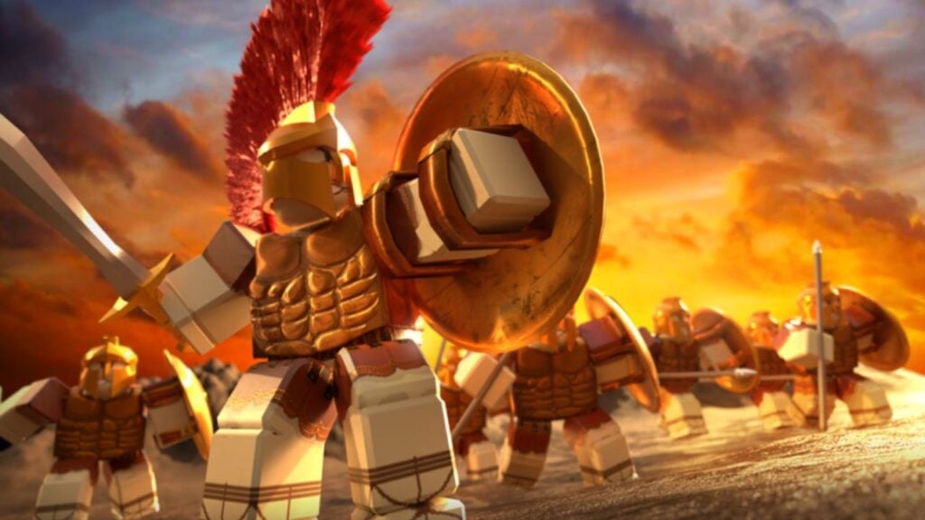 feature image for our war simulator codes guide, the image features roblox characters taking part in the roman war