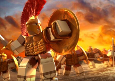 feature image for our war simulator codes guide, the image features roblox characters taking part in the roman war