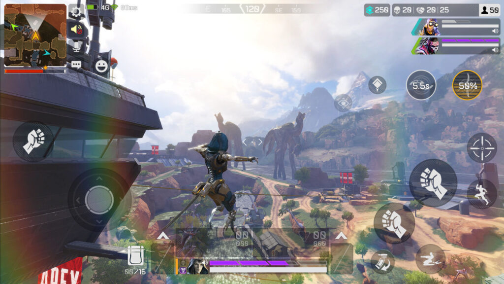 A character jumping in Apex Legends Mobile