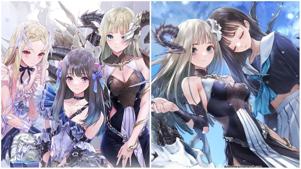 feature image for our blue reflection sun pre-registration news, the image features anime style promo art of some of the characters from the game