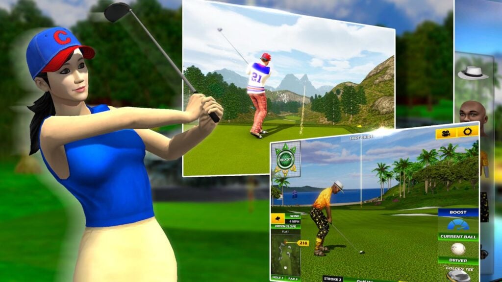 我們最好的 Android 黃金遊戲功能條目的圖像。  Gold Tee Golf 的屏幕截圖。