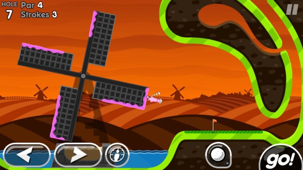 Image for an entry in our best Android gold games feature. A screenshot from Super Stickman Golf 2.