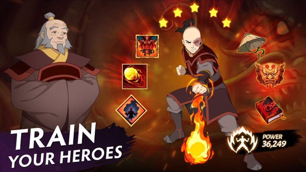 Feature image for our Avatar Generations reroll guide. It shows the characters Iroh and Prince Zuko from Avatar The Last Airbender.