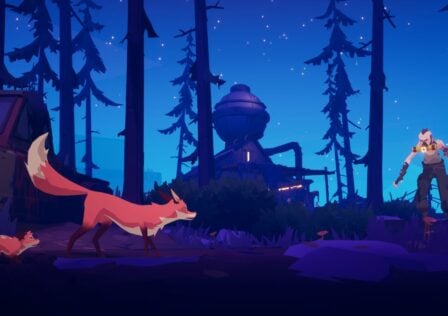 Feature image for our best new Android sales and deals. It shows a screenshot from Endling: Extinction Is Forever. It shows a fox and her cub sneaking past a human.
