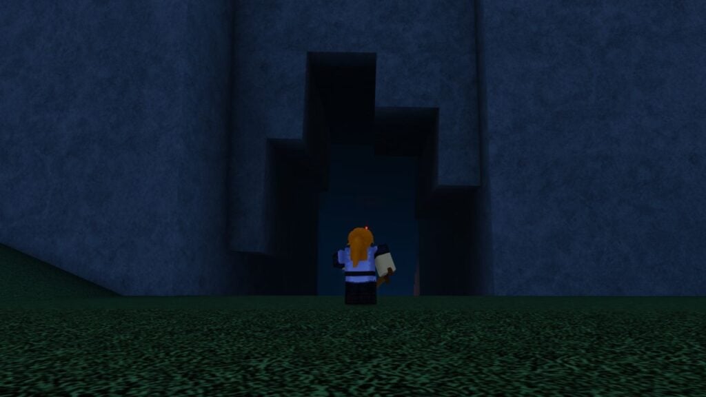 Feature image for our Pilgrammed races guide. It shows a human player character stood in the entrance of a large cave in a mountain side.