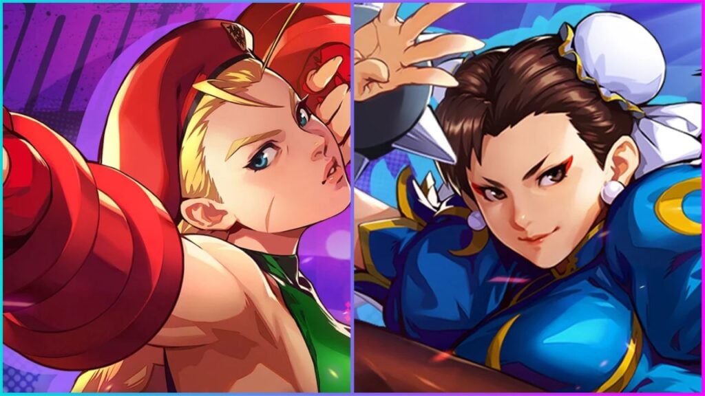 feature image for our street fighter: duel pre-registration news piece, the image features promo art of street fighter characters called chun li and cammy