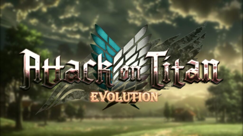 Feature image for our Attack On Titan: Evolution codes guide. It shows a rural landscape, with the logo of the scout regiment from Attack On Titan over the top.