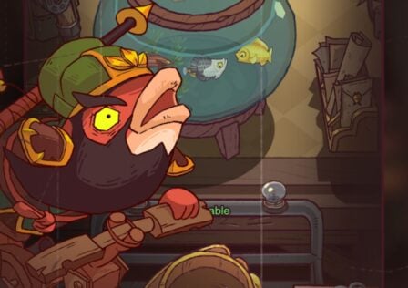 Feature image for our Fish Kingdoms tier list. It shows a red fish with a green hat and a long dark beard.