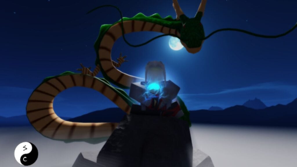 Feature image for our Soul Cultivation codes guide. It shows a Roblox character meditation on a mountain top with an eastern-style dragon flying around them.