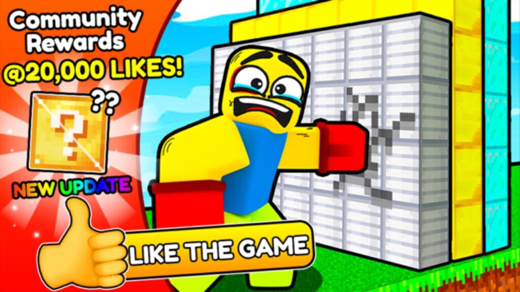 Feature image for our Wall Smash Simulator codes guide. It shows a Roblox character crying as he hits a solid wall and it cracks slightly.