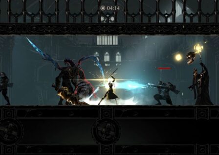 Feature image for our best Android sales and deals feature. It shows a game screen of a 2D corridor where a character fights several shadowy enemies, using a white magical wave of force.