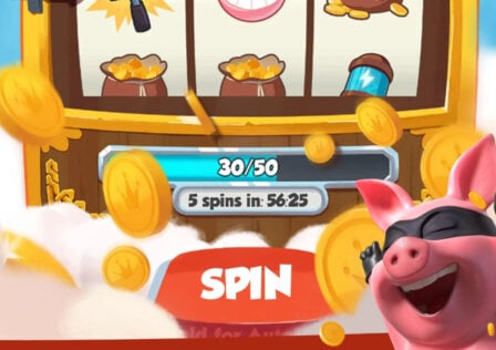 Slots machine and the pig mascot in Coin Master