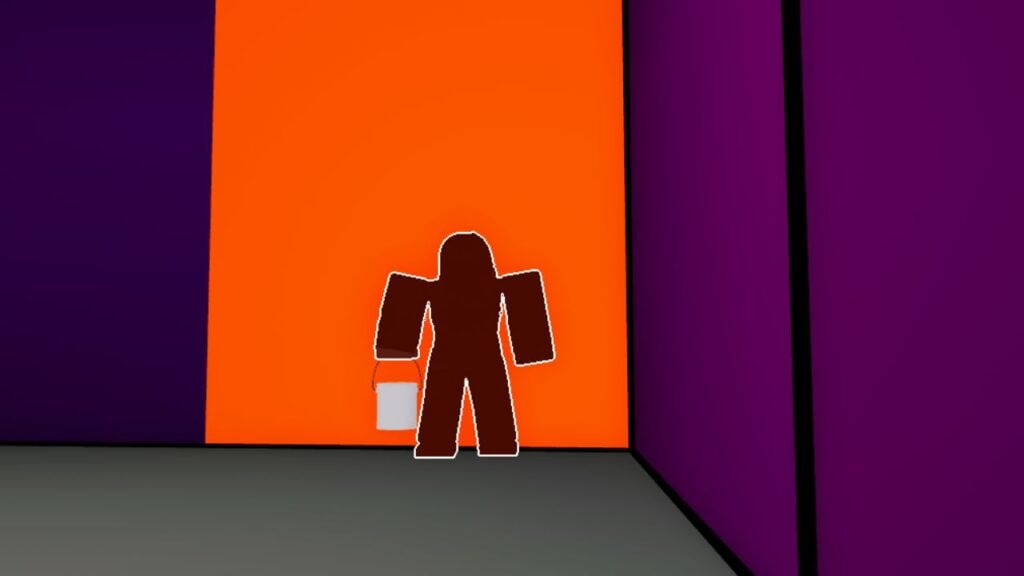 Feature image for our Color Or Die Key guide. It shows an in-game screen with a character standing against an orange wall, blending in.