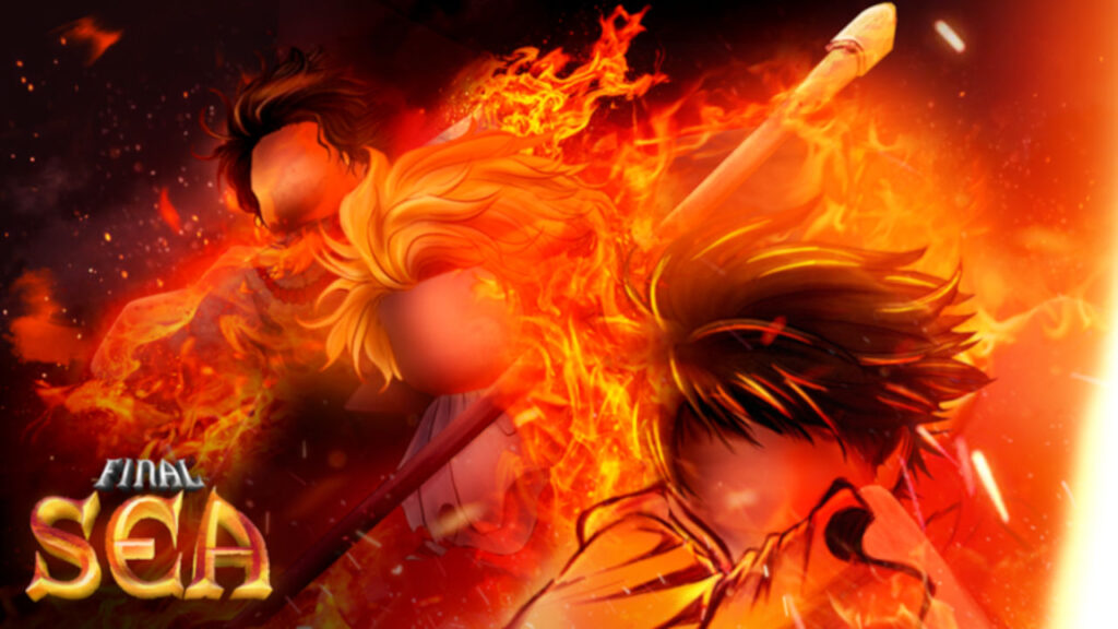 Final Sea characters fighting amidst fire.