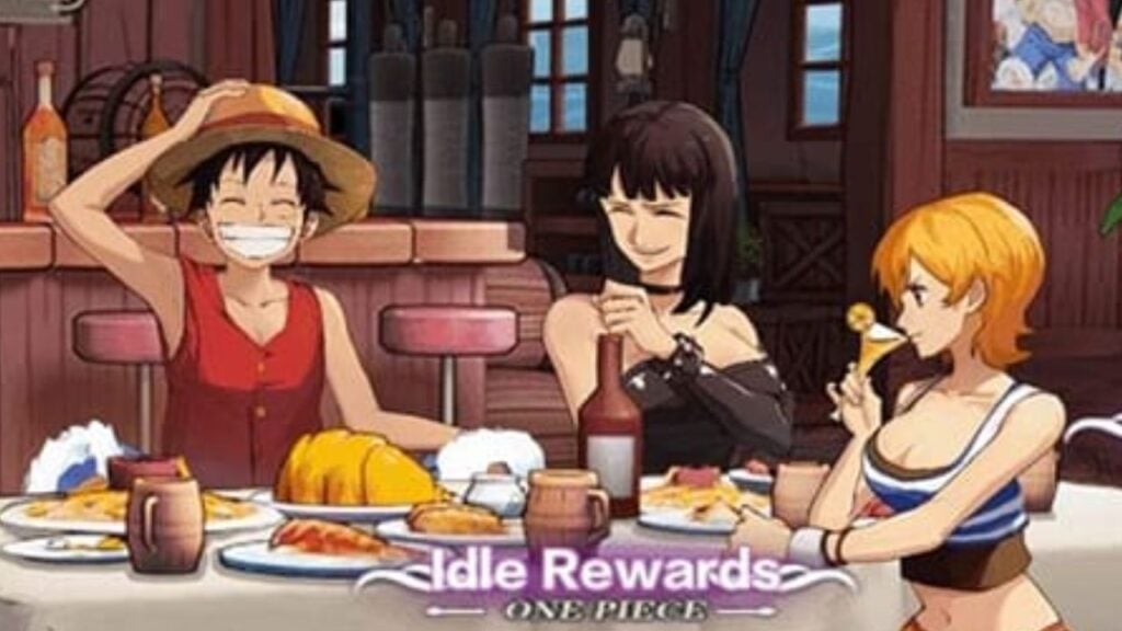Feature image for our OP Fateful Sailing tier list. It shows several characters from the anime One Piece sat around a table, smiling.