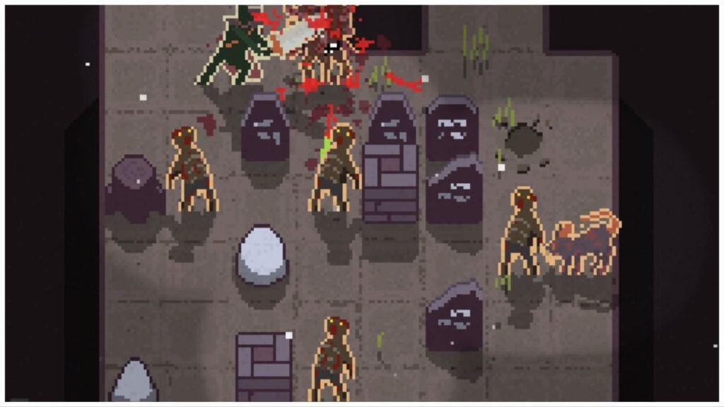 feature image for our undergrave android release, the image features a screenshot from the game, of the main character taking part in combat against a group of enemies with a large sword