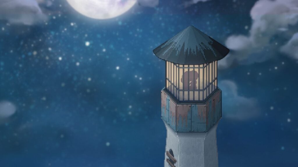 Feature image for our Best Android Sales and Deals. It shows a screen from To The Moon, with a lighthouse at night, two characters embracing silhouetted in the lighthouse windows.