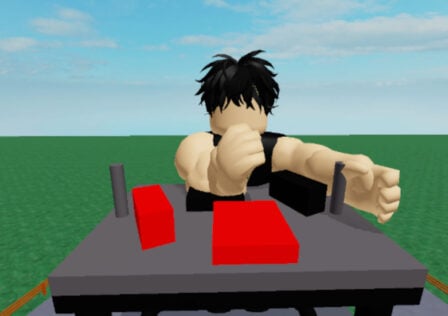 Arm Wrestling Simulator in-game on Roblox.