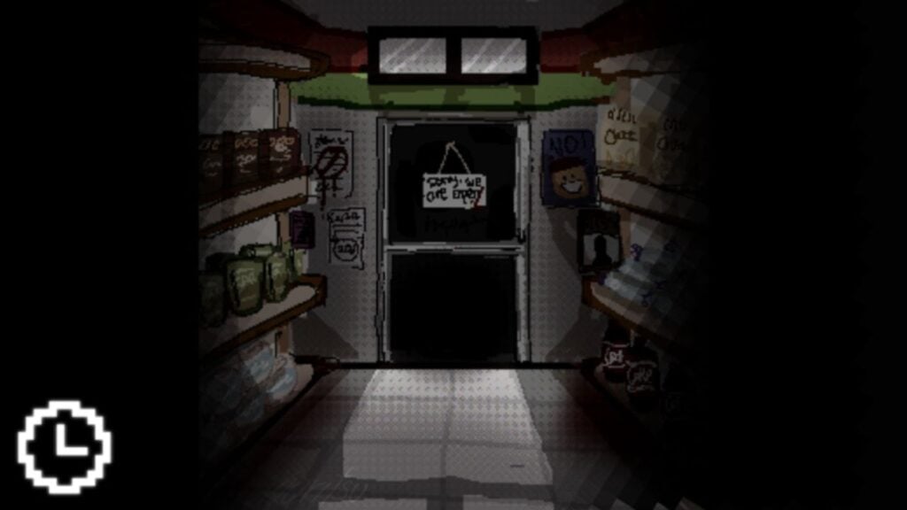 Feature image for our how to play Clock In guide. It shows a gloomy view of a convenience store.