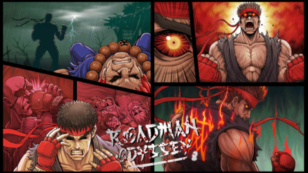 A Roadman Odyssey character in various comic book-style frames.