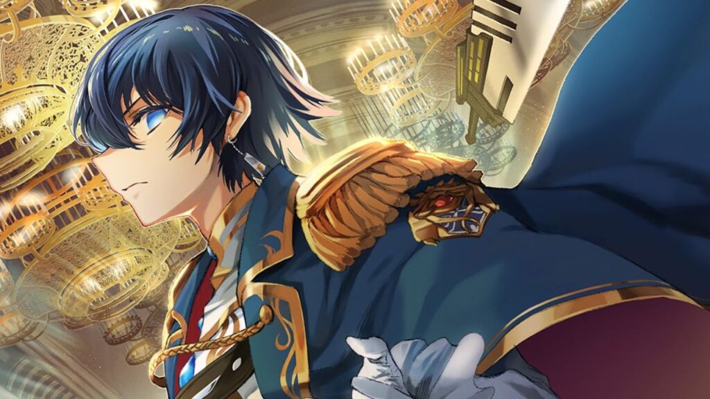 Feature image for our Grand Summoners tier list. It shows promotional art of Grand Summoners character Emperor Isliid, a young man with blue hair in a blue and gold cape.