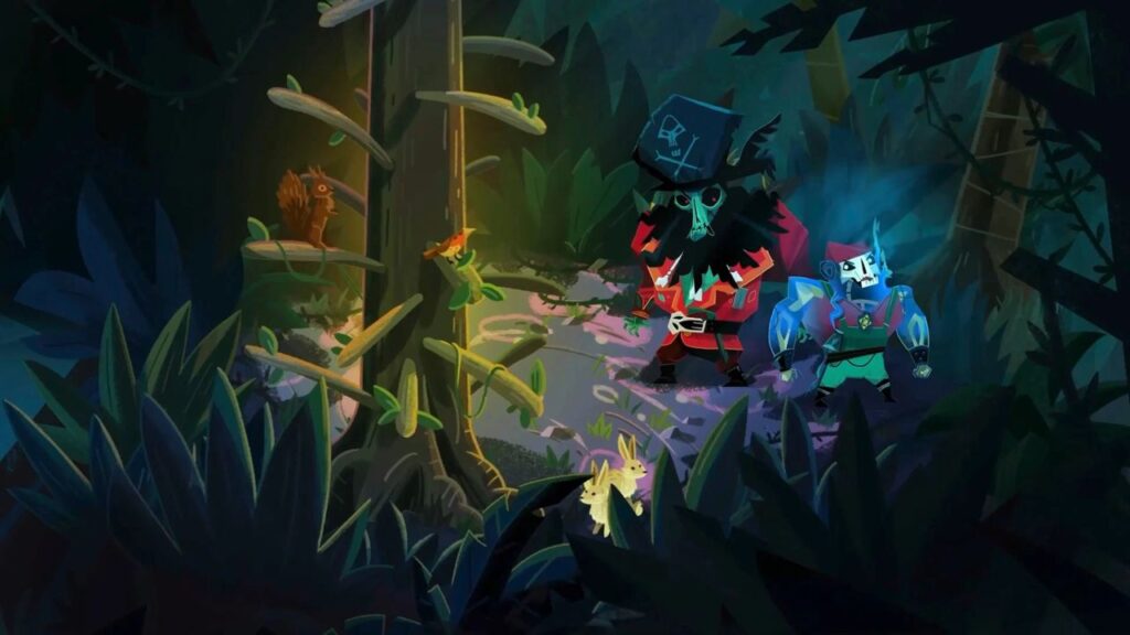 Feature image for our Return To Monkey Island Android release. It shows an in-game screen of two undead pirates in a cave.