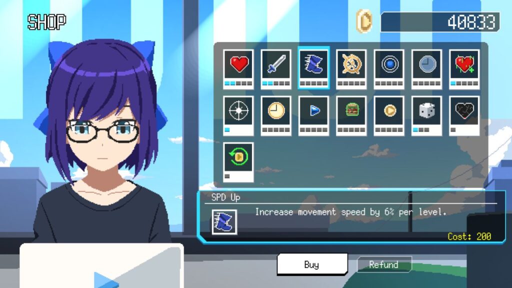 Feature image for out Holocure items guide. It shows a pixel art piece of a character looking at a laptop. An inventory screen sits to the right of them.