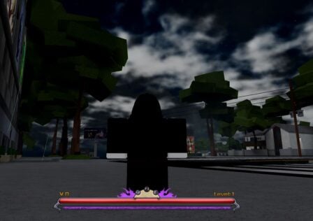 Feature image for our Peroxide clan tier list, showing an in-game screen of a player character stood on a city street.
