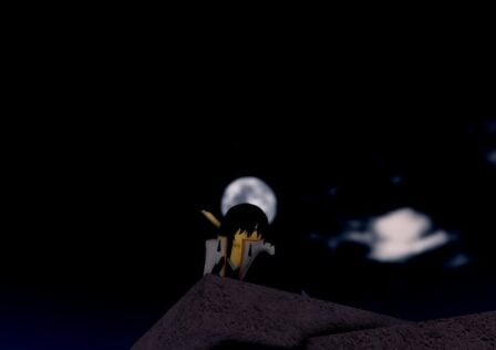 Feature image for our Project Mugetsu Arrogante guide. It shows an in-game screen of a character against a night sky with the moon behind them.