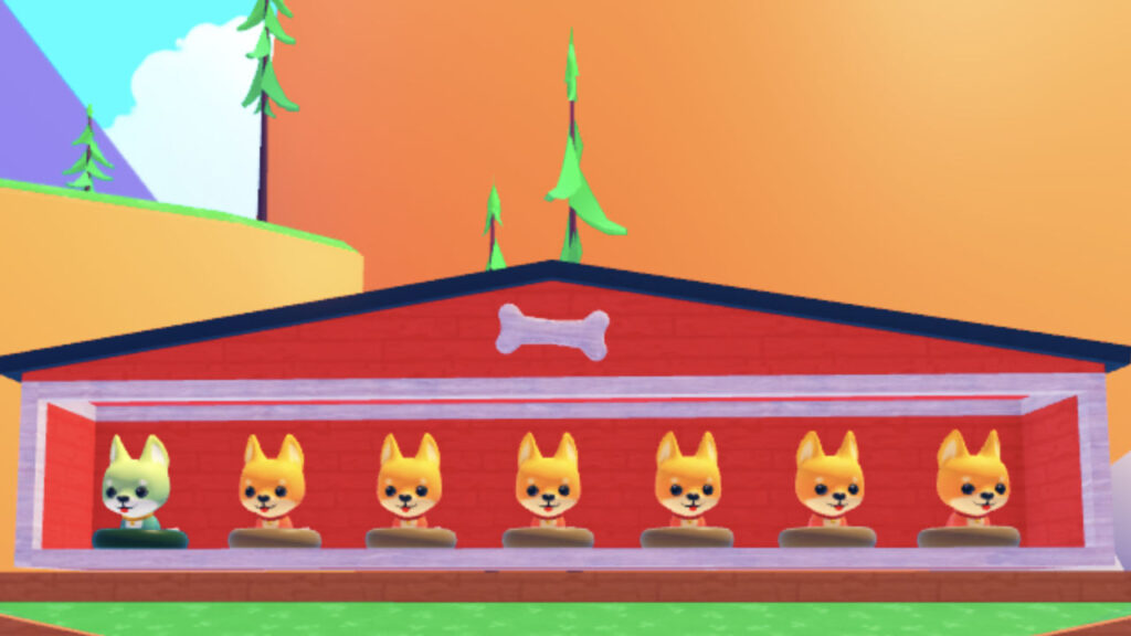 Puppies lined up in Puppy Tycoon.