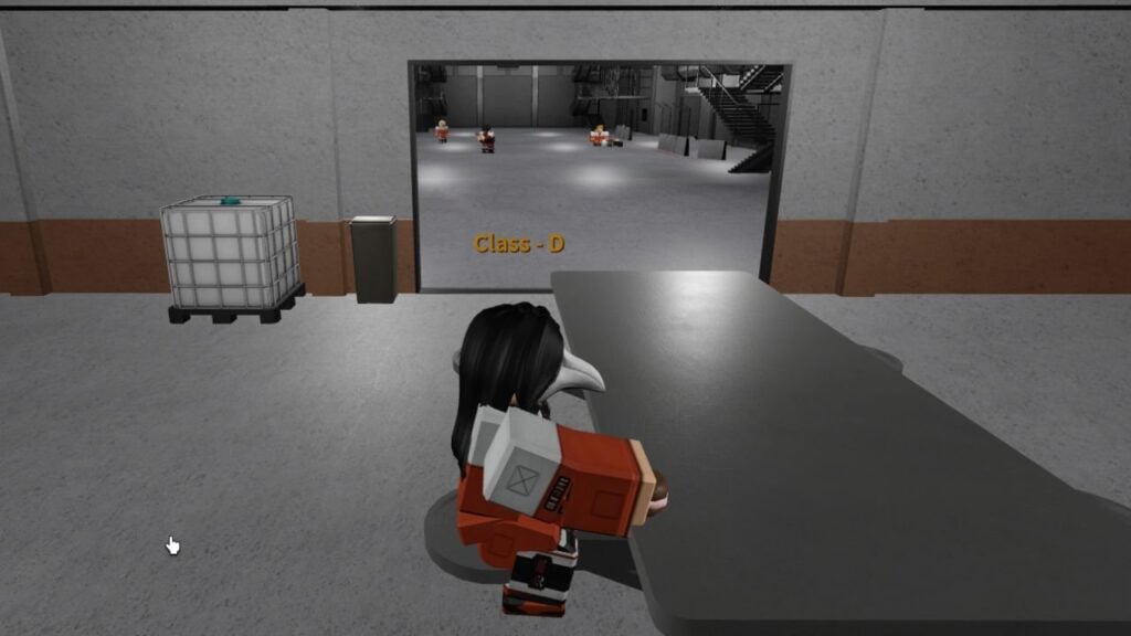 Feature image for our SCP Roleplay ranks guide. It shows an in-game screen of a D-Class player eating in the cafeteria.