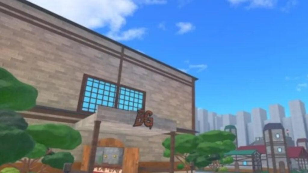 Feature image for our Roblox guide on Black Grimoire Odyssey. Image shows a building with some trees.