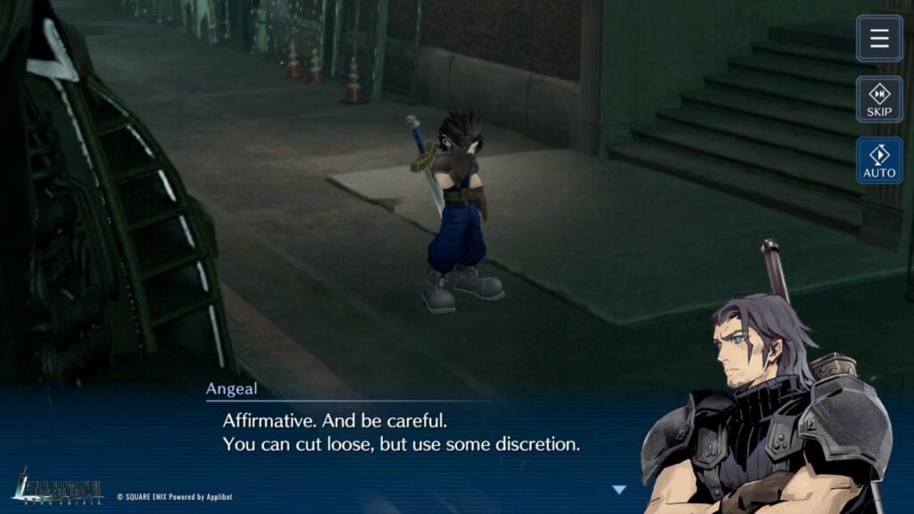 Feature image for our Final Fantasy VII: Ever Crisis launch news piece. It shows an in-game screen of the character Zack talking on his phone in a station.