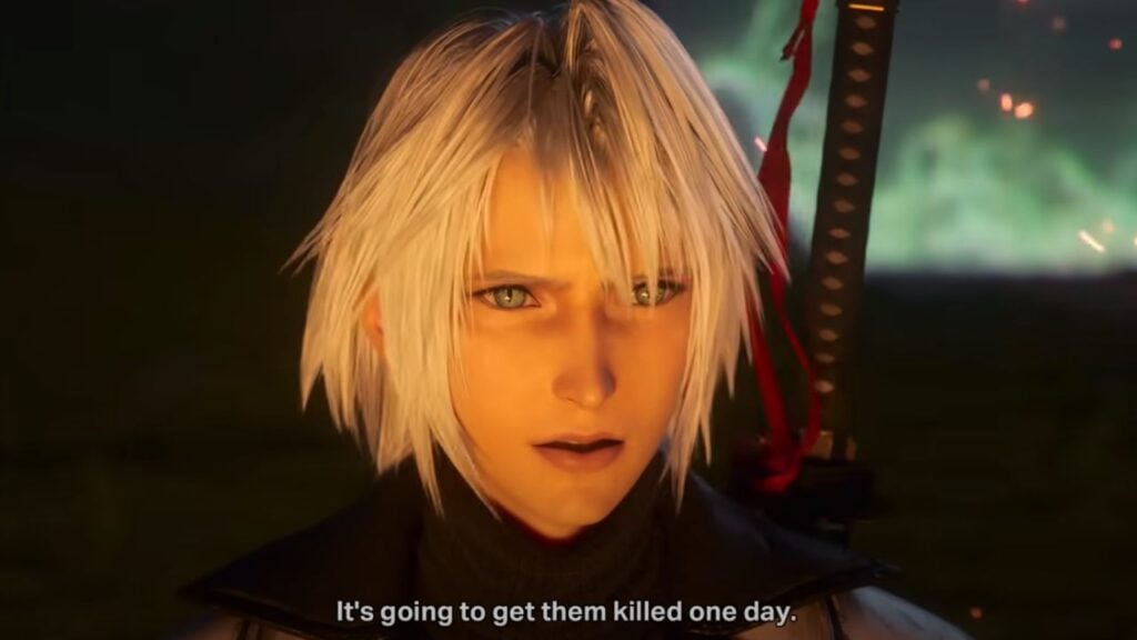 Feature image for our Final Fantasy VII: Ever Crisis release date news. It shows a show from the pre-launch countdown trailer with a younger Sephiroth with short hair.