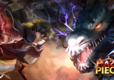 Haze Piece official artwork depicting a character battling a dragon.