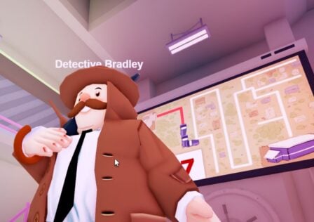 Feature image for our guide on how to wake up the detective in Break In 2. It shows Detective Bradley stood in the main room.