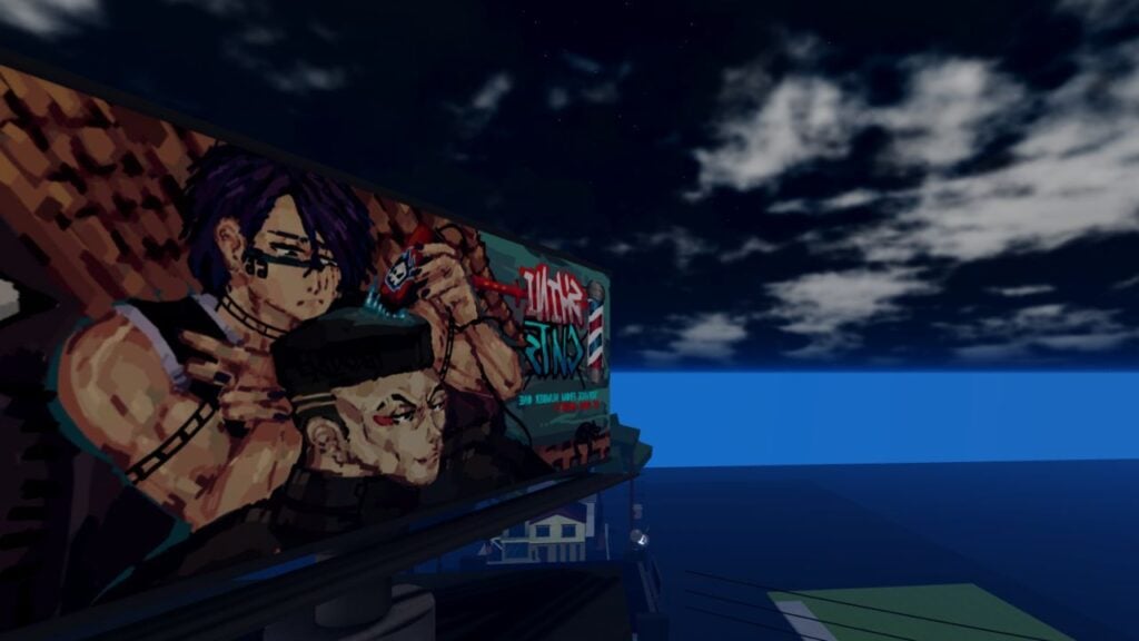 Feature image for our Peroxide Kurosaki clan guide. It shows a screenshot of Karakura town, with a barber billboard.