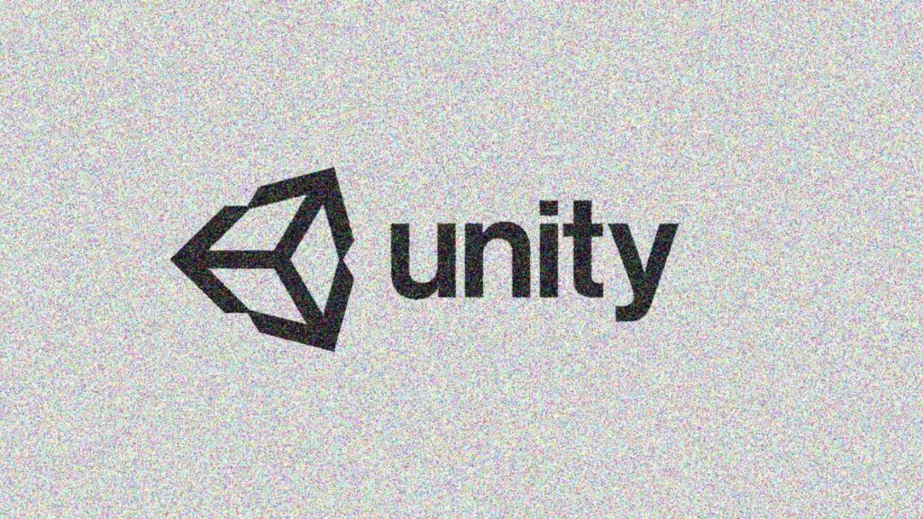 Feature images for our news on the Unity fee changes. It shows the Unity logo, marked with noise and static.