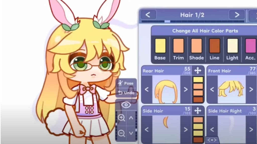 Feature image for our guide on Gacha Life 2. Image shows a blonde girl with different customisation settings.