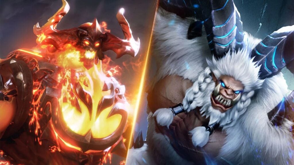 Feature image for our Dungeon Hunter 6 lieutenant tier list. It shows promotional art of two characters, a fiery demonic-looking creature, and a white yeti-like creature with horns.