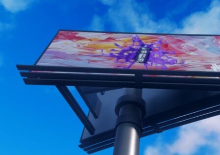 Feature image for our Peroxide Strange ore guide. It shows an in-game screen of a first-person view of a sign in Karakura Town covered in colors.