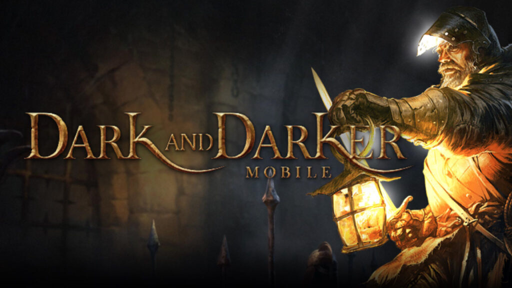 Dark and Darker Mobile's official artwork, depicting a knight holding a sword and lantern.