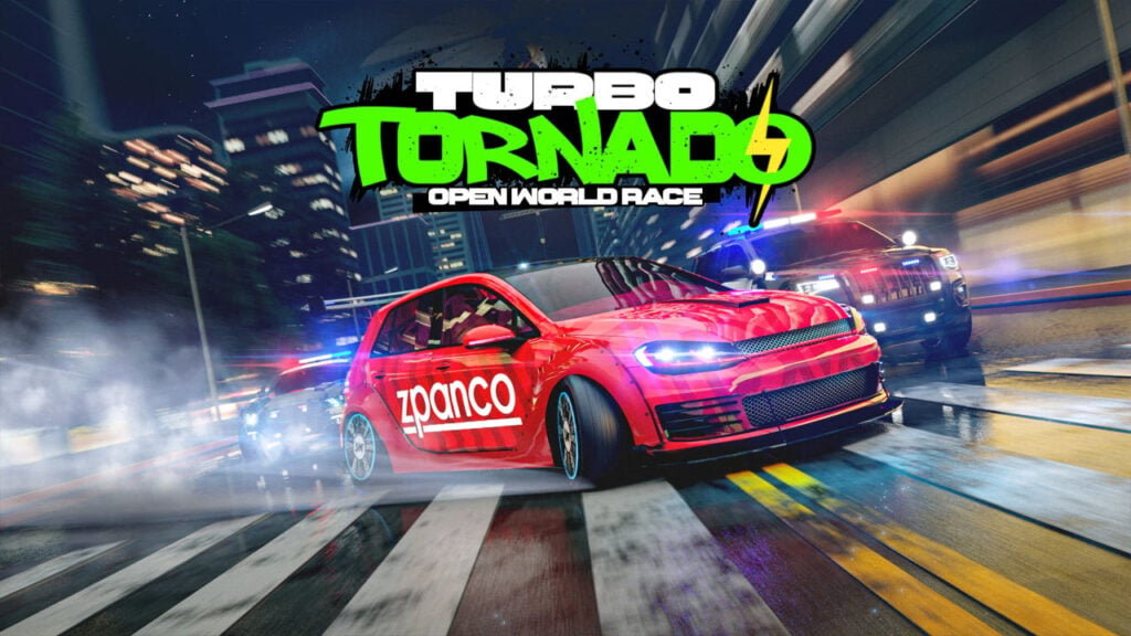 Turbo Tornado car racing away from the police.