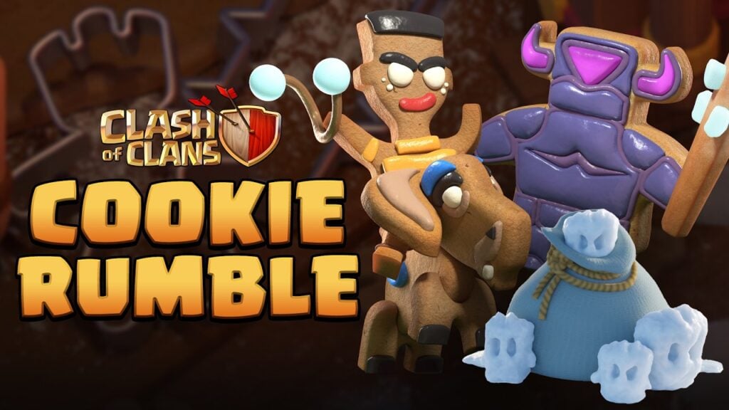 Featured Image for Cookie Rumble. It features the logo of Clash of Clans. It features Ram Rider and C.O.O.K.I.E.