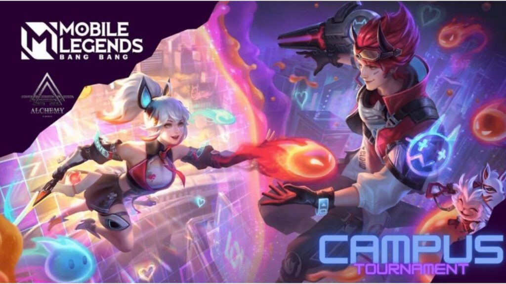 Featured Image for our news on Mobile Legends Bang Bang x Alchemy Esports. It features two characters from the game and a vibrant background.